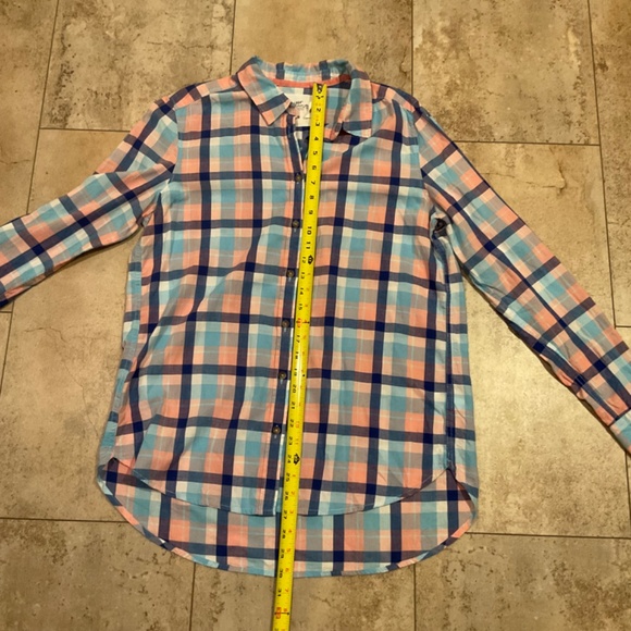 H&M LOGG Women’s Sz 14 Pink Blue Long Sleeve Plaid Button Up Shirt - Picture 7 of 10